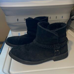 Black Fur Ankle Boots for Cold Weather